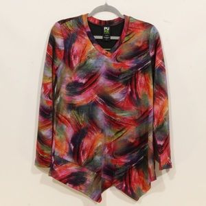 Pure Essence Women's Black Multicolor Long Sleeve Blouse Size Small NWT
